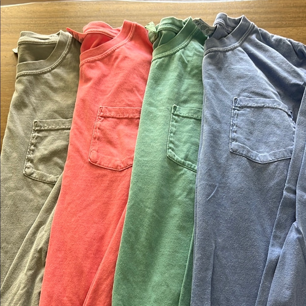 Set of Four Long Sleeve Pocket Tees